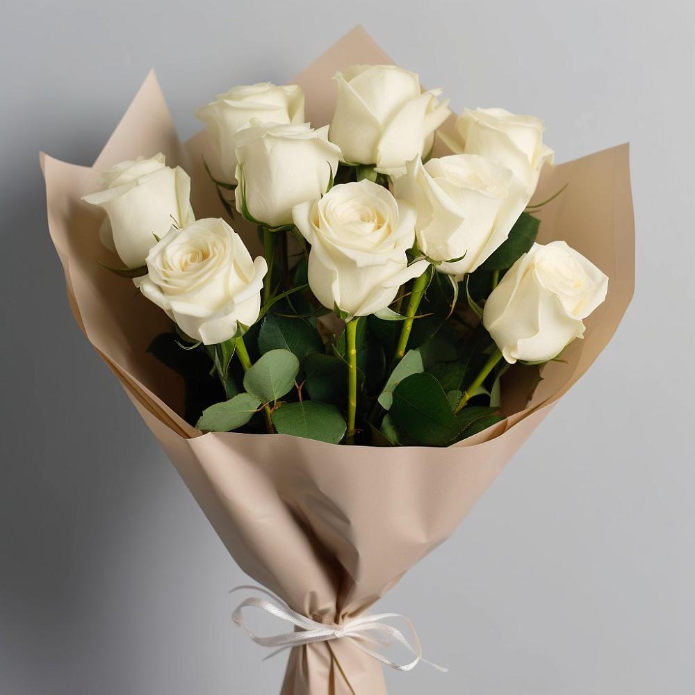 Букет 9 Белых роз Эдлесс Лав в Калаче