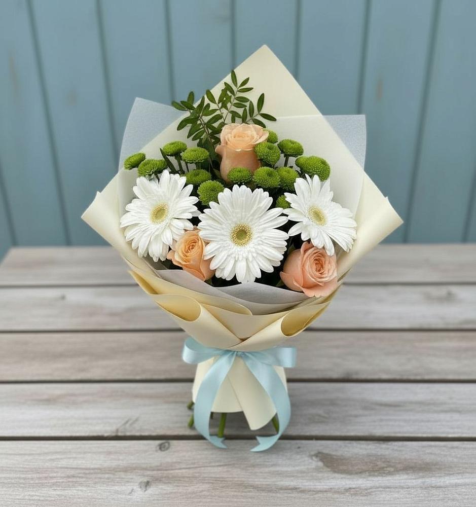 Букет цветов из: Герберы, Розы и Хризантемы в Калаче