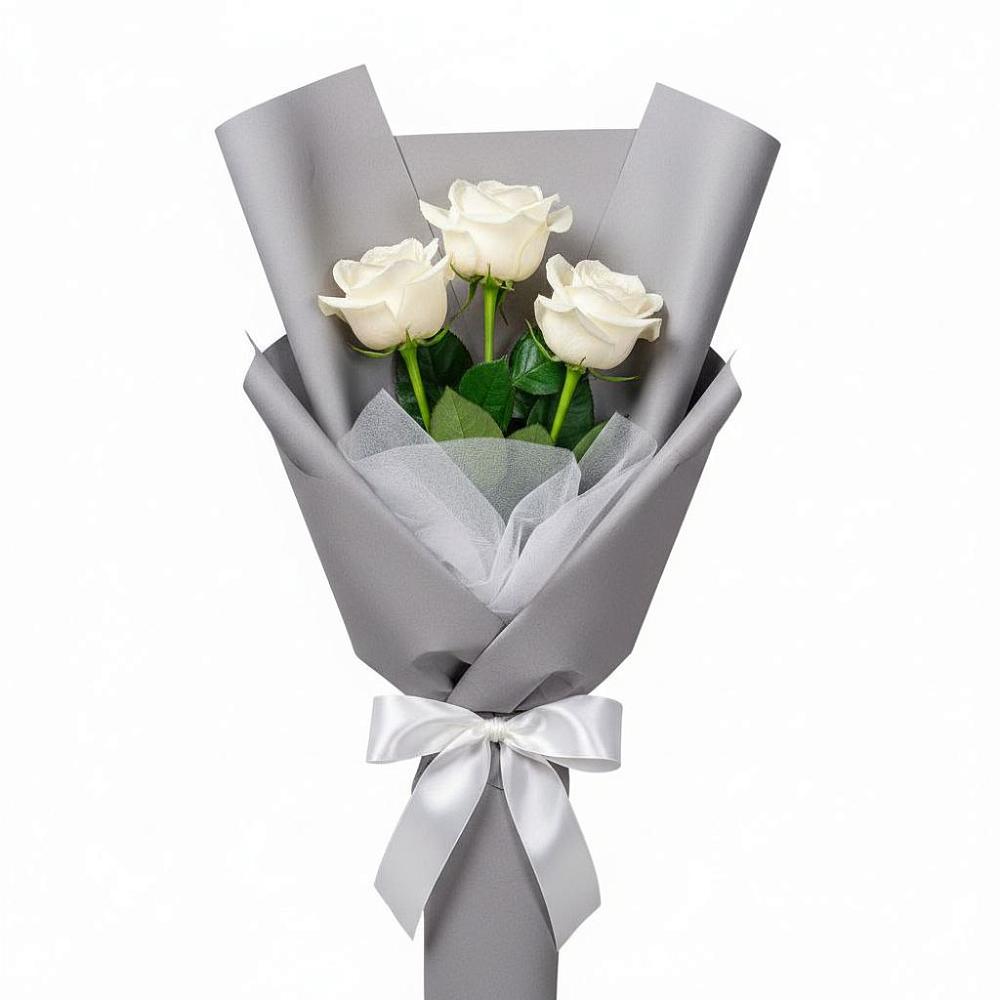 Букет 3 белые розы в Калаче