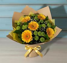 Букет цветов из:  Герберы и Хризантемы в Калаче