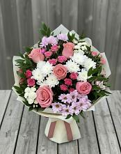 Букет цветов из:  Альстромерии, Гвоздики, Розы и Хризантемы #REPLACE_PRED# Калаче
